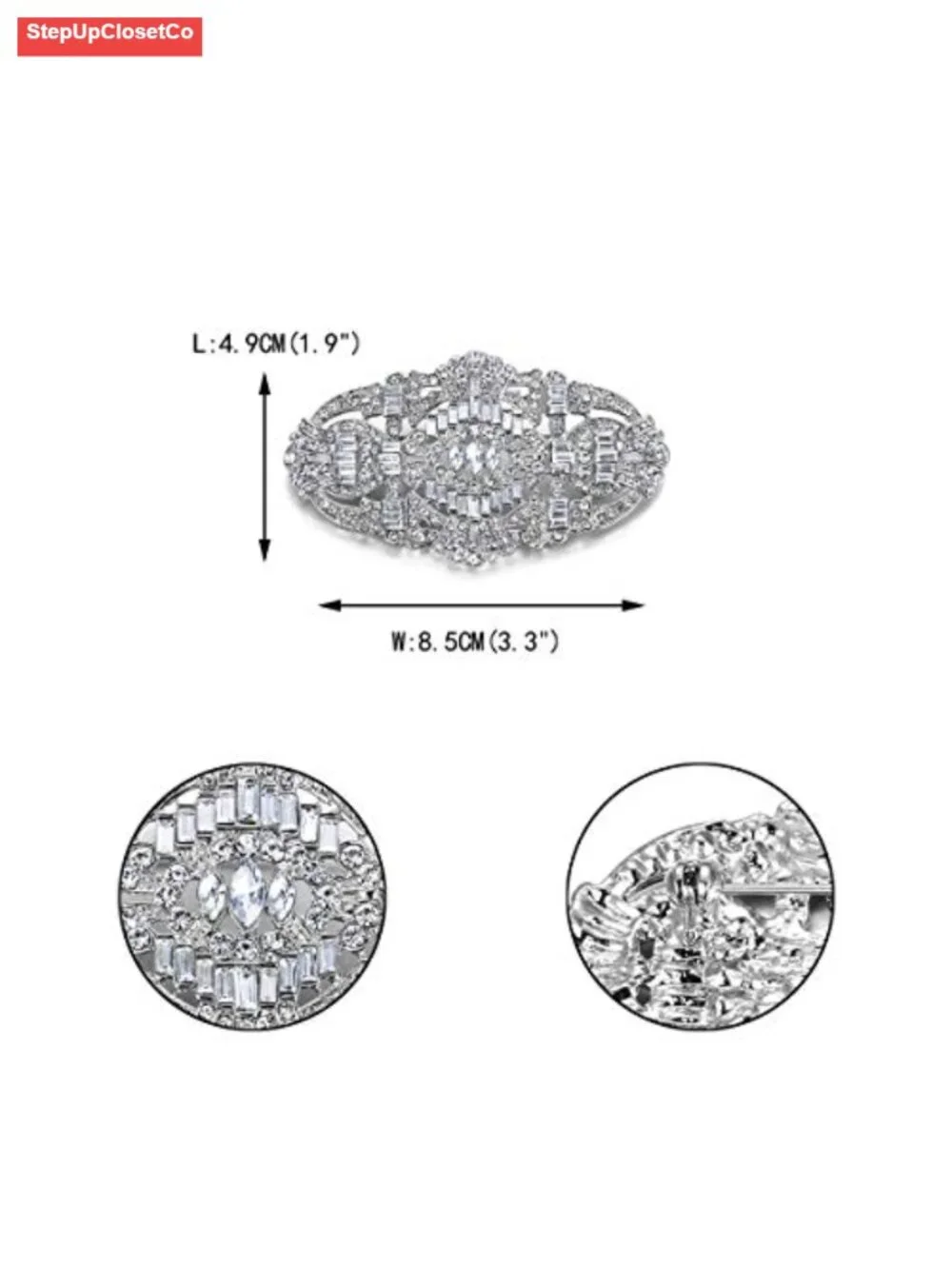 Austrian Crystal Wedding Art Deco Buckle Brooch Pin